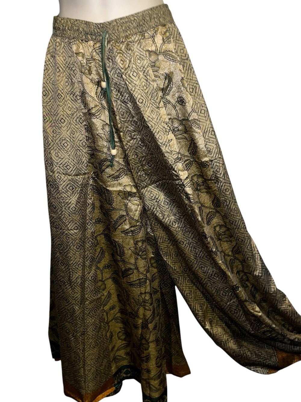 Jaded Gypsy Free Size Boho Wide-Leg Printed Palazzo Pants - Green - Picture 4 of 8